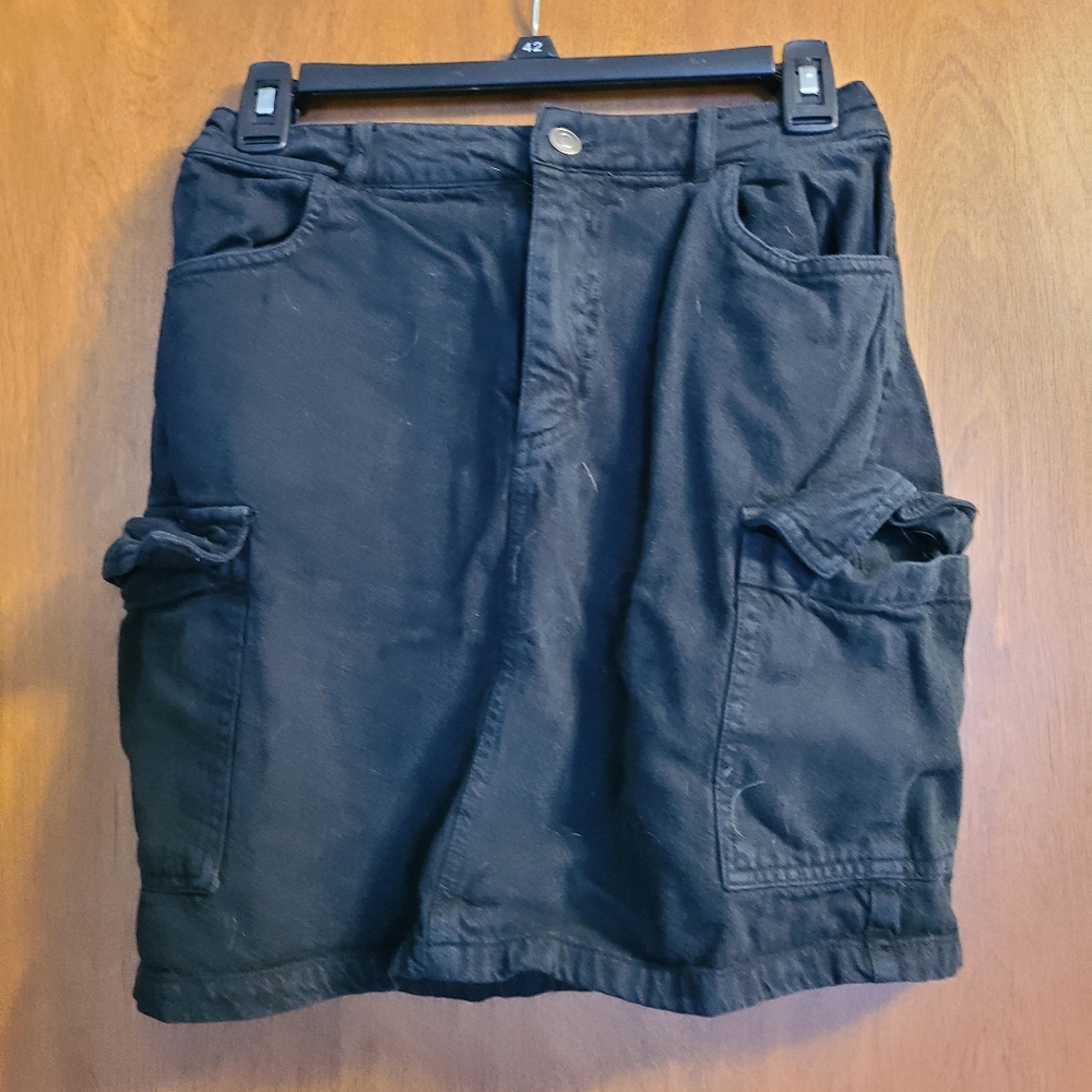 Thread and supply black denim skirt